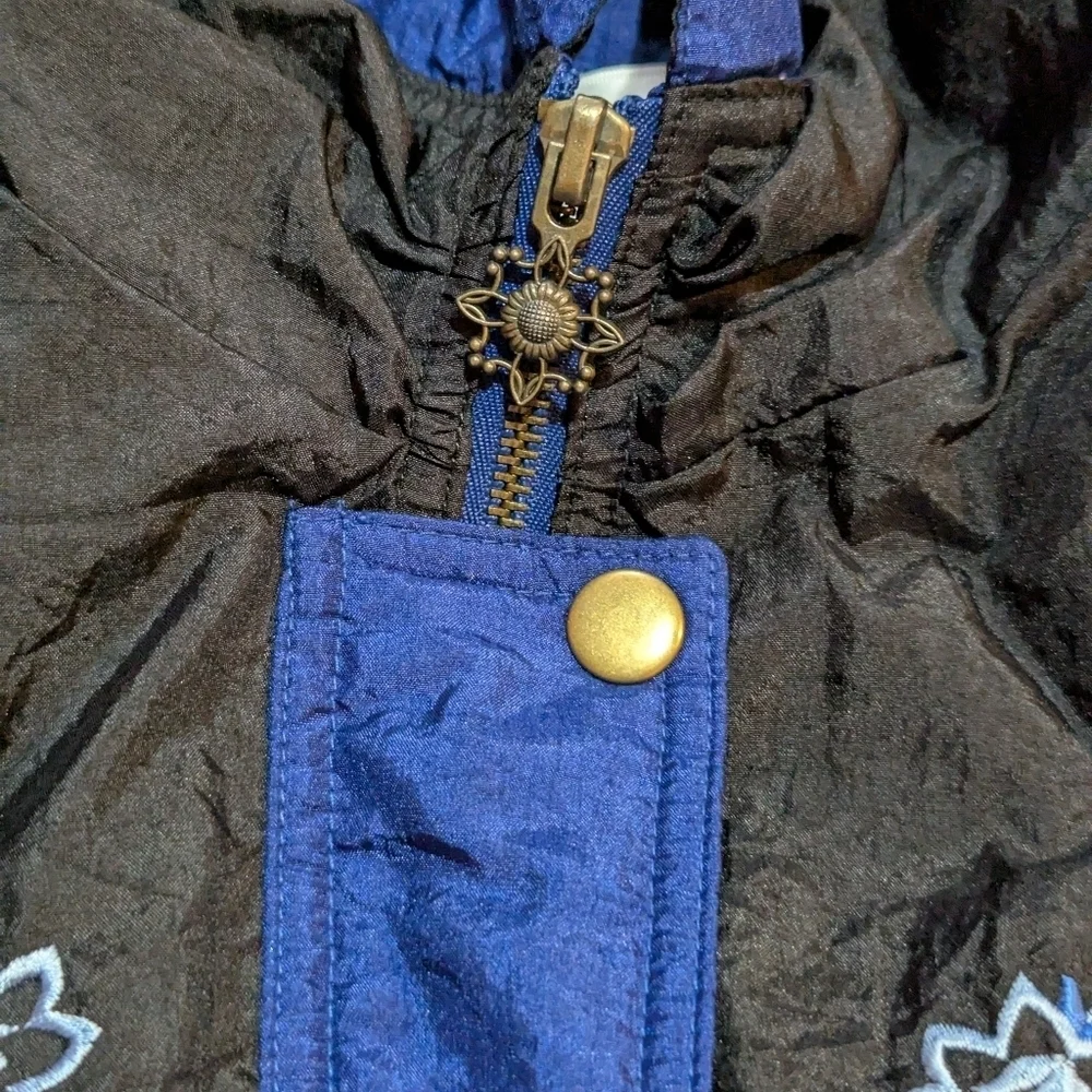 Vintage 80s 90s Lavon Retro Embroidered Windbreaker Jacket Blue XL
